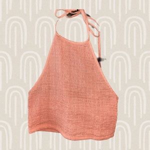 Cotton On salmon/ pink tie halter top